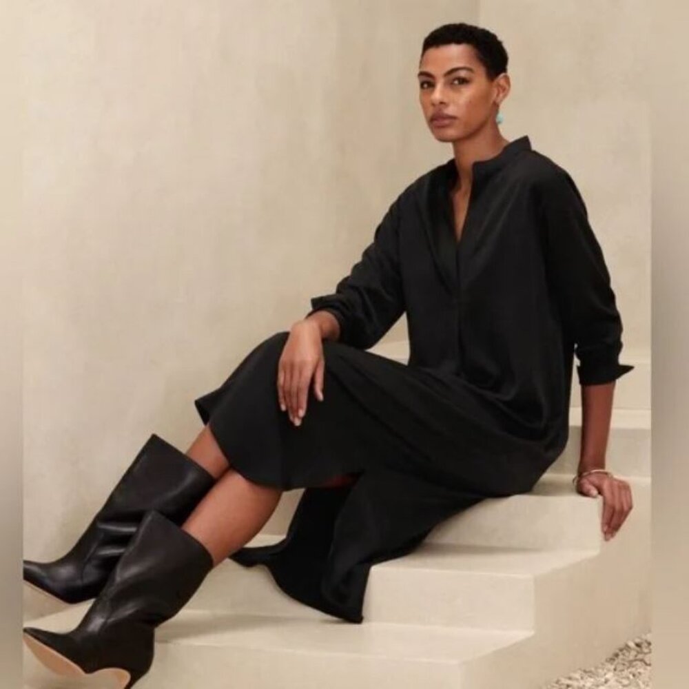 Banana Republic MANDARIN-COLLAR MIDI SHIRTDRESS